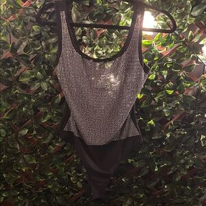 Black Rhinestone Mesh bodysuit